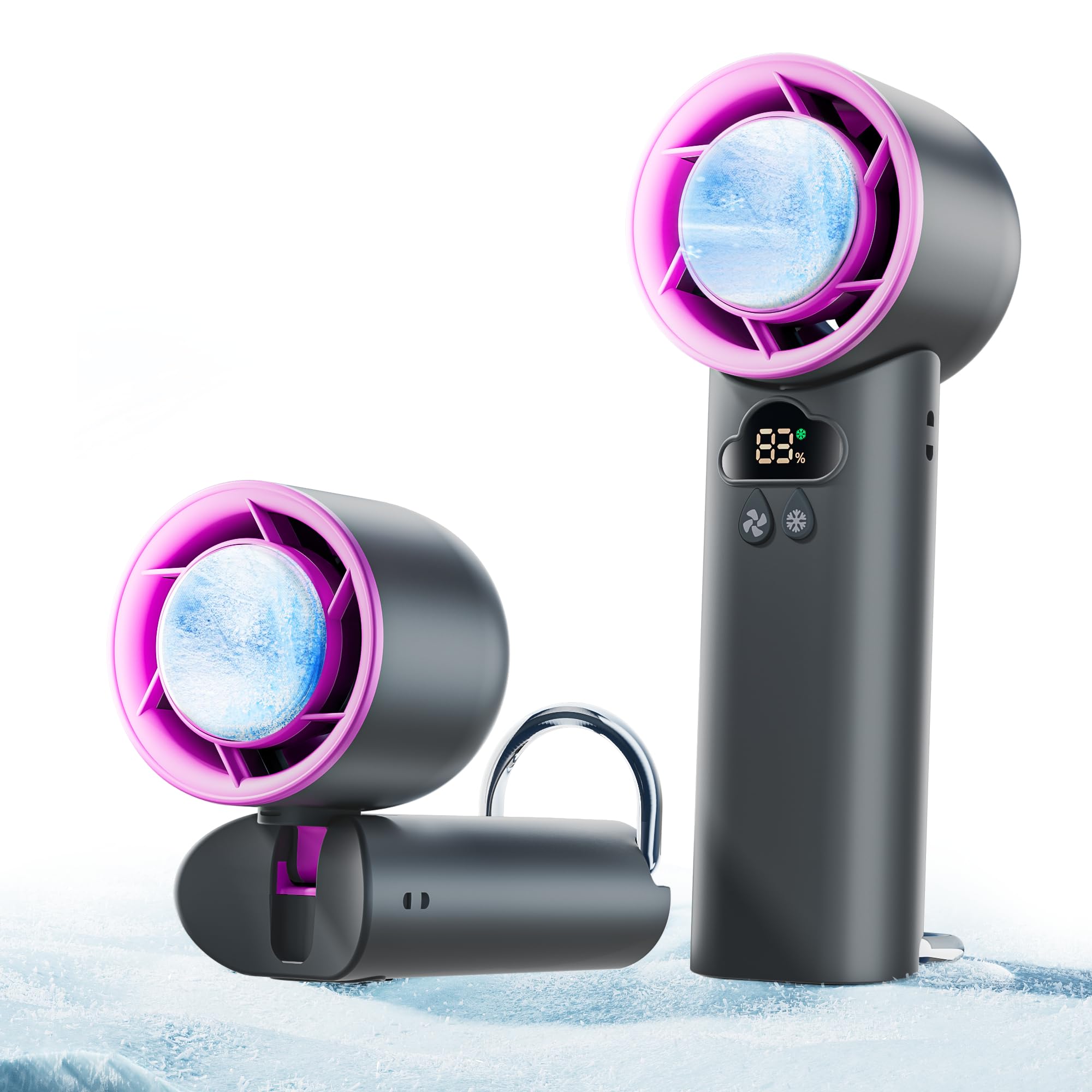 [2025 Upgrade] Coldest Turbo Handheld Fan, 15000RPM 24H Max Cooling, Collapsible Portable for Travel & Office (Grey)  
[